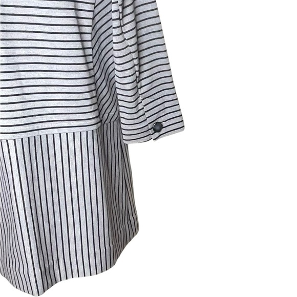 CAbi #5474 Dapple Stripe Car Coat Gray Blue Knit Jacket Ponte Knit Trench Sz M - Picture 10 of 16
